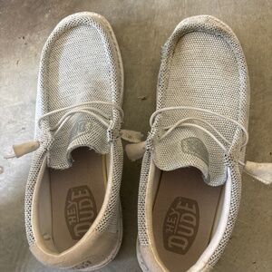 White and grey hey dudes men’s size 10